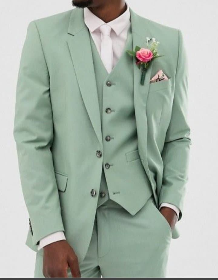 Men Pastel Green Suit Wedding 3 Piece Suits Slim Fit 2 Etsy