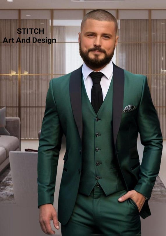 メンズ グリーン タキシード スーツ、メンズ エメラルド グリーン