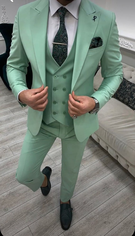 Sea green coat pant discount