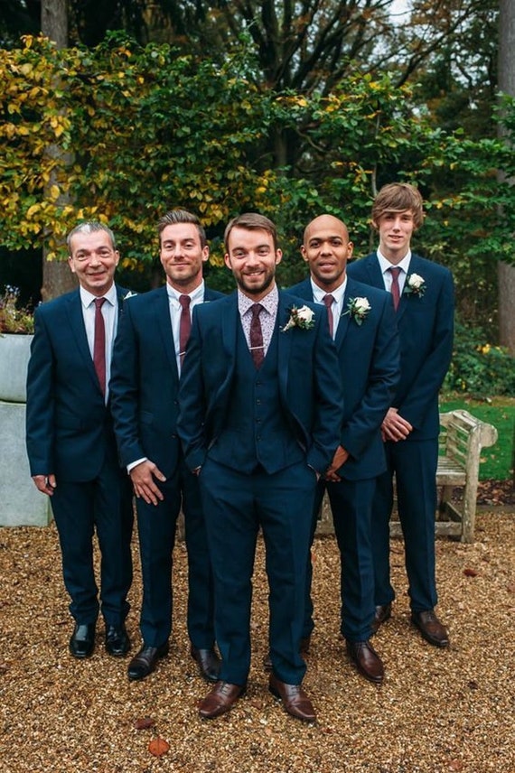 Fashion Men Suits Slim Fit One Button 3 Pieces Set Jacket Pants Wedding  Party Blazer Men Prom Suit Wedding Tuxedo Men Su Color As Picture size  5XLEU60 Or US50