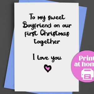 To My Sweet Boyfriend on our 1st Christmas Together, I love you, Weihnachtskarte für Freund, romantische Karte für ihn, von Freundin, niedlich