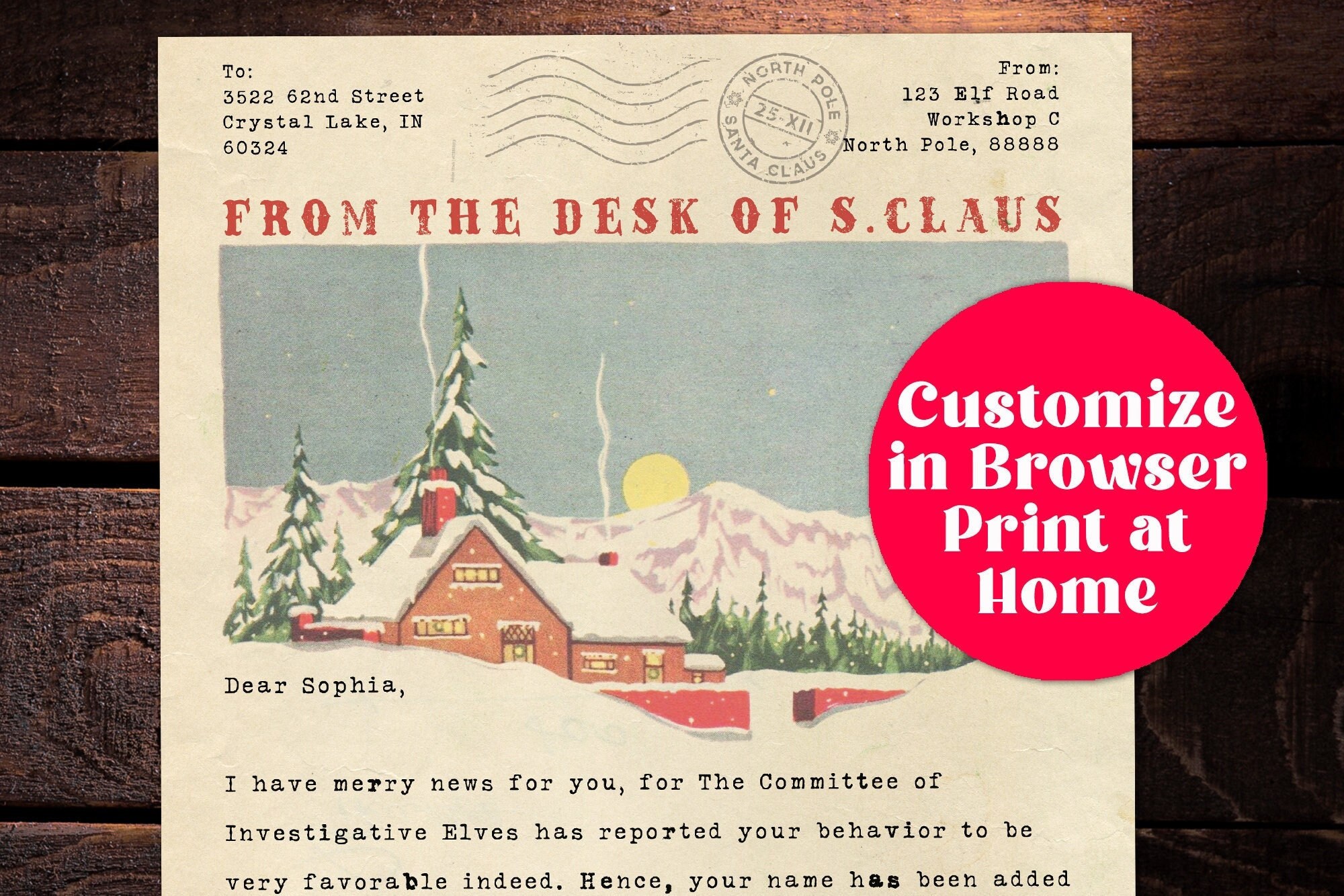 Letter From Santa Template - Authentic Vintage - Customizable ...