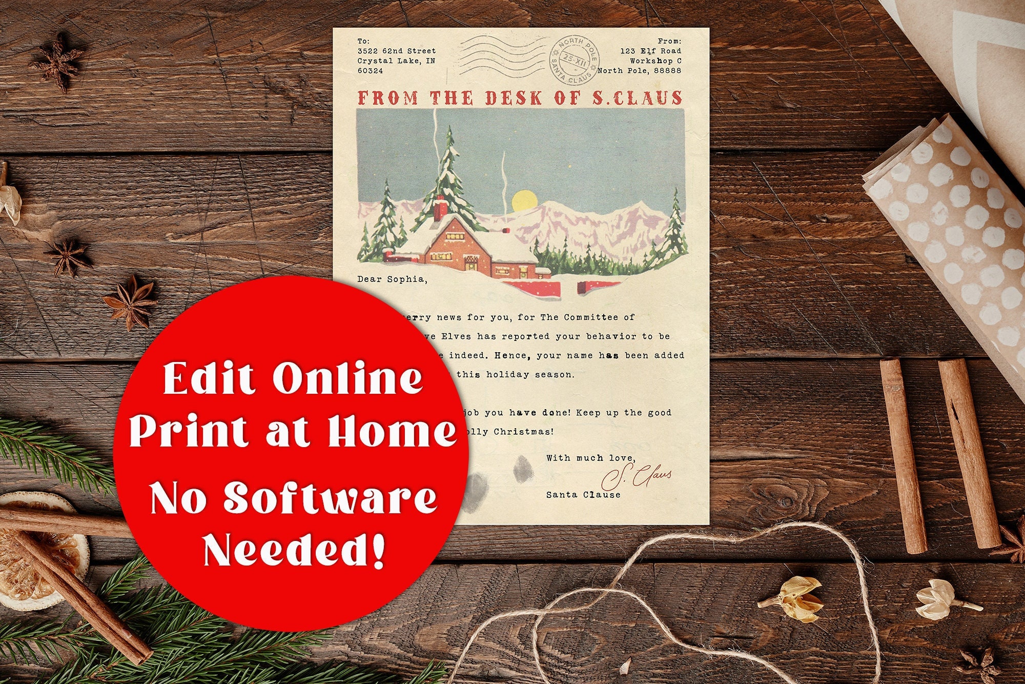 Letter From Santa Template - Authentic Vintage - Customizable ...