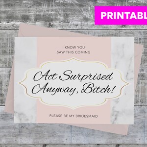 Brautjungfer Karte, Act Surprised Bridesmaid, will you be my, sentimentale Karte, Geschenkkarte, Geschenke für sie, Mädchen der Ehre, lustig