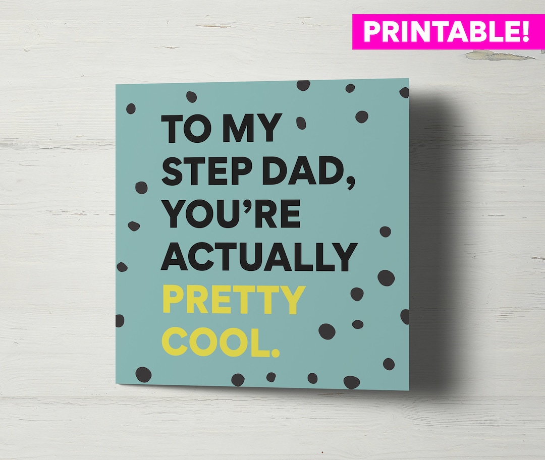 Stepdad Card, Printable Fathers Day Card, Stepfather Card, Card From Kids, Funny Fathers Day ...