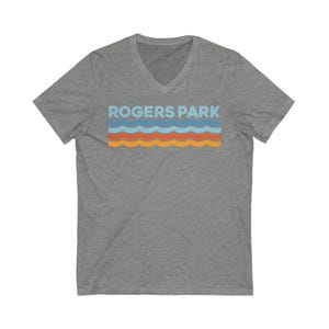 Rogers Park V-neck T-shirt - Chicago Neighborhood Shirt - Lake Michigan - Vintage Style Tee - Gift for Beach Lovers - Gift for friends