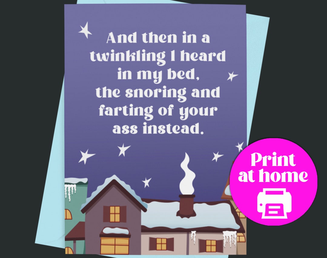 Snoring and Farting Christmas Poem Card Funny Christmas Card for