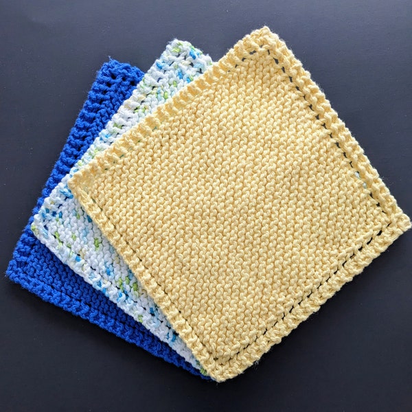 100% Cotton Dish Cloths - Sunshine and Blue Skies Collection (Set of 3)