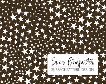 Tossed Ditsy Stars Black Night Sky Repeating Pattern Instant Download 300 DPI PNG for Digital Paper Scrapbooking Crafts Celestial