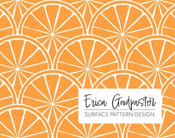 Orange Citrus Slices Repeating Pattern Instant Download 300 DPI PNG for Digital Paper Scrapbooking Crafts Tropical Summer Drink Scallop