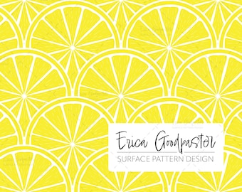Lemon Slices Repeating Pattern Instant Download 300 DPI PNG for Digital Paper Scrapbooking Crafts Tropical Summer Drinks