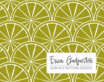 Dark Green Lime Citrus Slices Repeating Pattern Instant Download 300 DPI PNG for Digital Paper Scrapbooking Crafts Tropical Summer Drinks