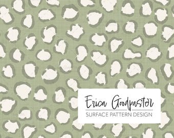 Sage Green Leopard Faded Linen Look Repeating Pattern Instant Download 300 DPI PNG for Digital Paper Scrapbooking Crafts