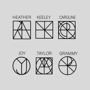 Square Name Logo Design. Personalised Minimalistic Tattoo Idea, Monogram. Gift Idea.