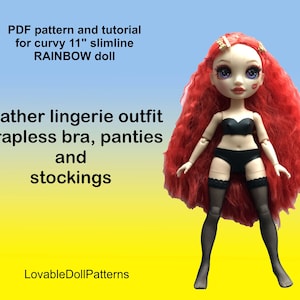 11" Curvy Doll Leather Lingerie set Pattern (PDF)