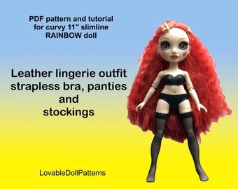 11" Curvy Doll Leather Lingerie set Pattern (PDF)