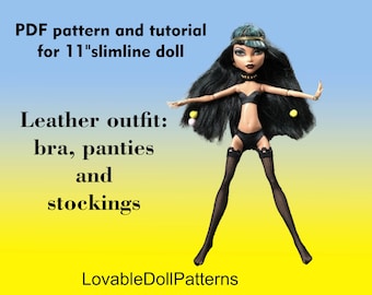 11" Slimline Doll Lingerie PDF Pattern, Bra, Panties, Stockings (Digital Download)