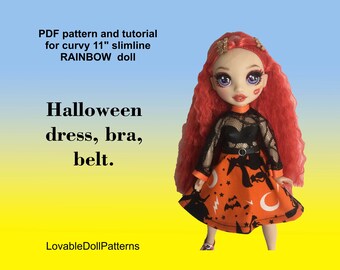 Halloween Dress Pattern for Curvy 11" Doll (PDF Pattern)