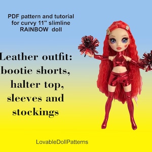 PDF pattern and tutorial on how to make leather outfit for the curvy 11" slimline rainbow doll.