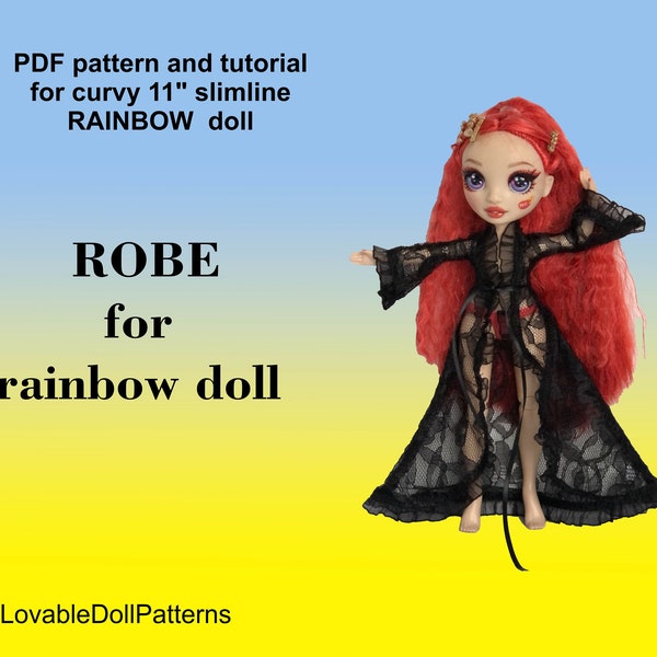 PDF pattern and tutorial on how to make ROBE for the curvy 11" slimline rainbow doll.