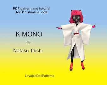 Nataku Taishi Kimono, 11" Slimline Doll, PDF Pattern