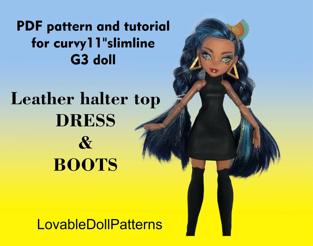 Leather Dress & Boots Sewing Pattern for Curvy 11" G3 Doll (PDF Pattern ...