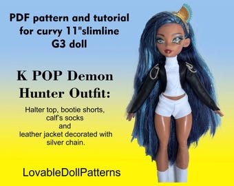 K Pop Demon Hunter Outfit Pattern for Slimline Curvy 11" G3 Doll (PDF Download)