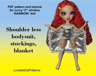 Curvy Doll Bodysuit, Stockings, Blanket Sewing Pattern (PDF)