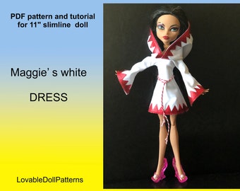 11" Slimline Doll Dress Sewing Pattern (PDF)