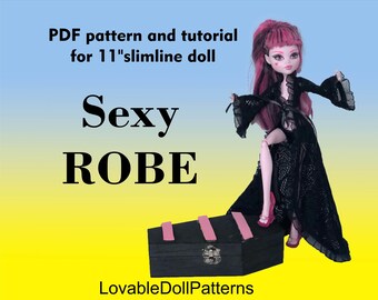 PDF pattern and tutorial on how to make sexy robe for 11" slimline doll.