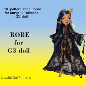 PDF pattern and tutorial on how to make ROBE for the  slimline 11 &quot; G3 doll.
