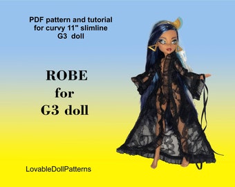 PDF pattern and tutorial on how to make ROBE for the  slimline 11 &quot; G3 doll.