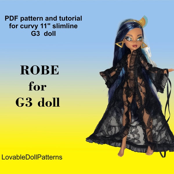 PDF pattern and tutorial on how to make ROBE for the  slimline 11 " G3 doll.