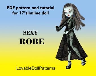 Modello PDF e tutorial su come realizzare un VESTITO sexy per una bambola slimline da 17".
