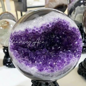 Uruguay Amethyst Geode Sphere, Natural Amethyst Crystal Cluster Sphere, Amethyst Geode, Geode Sphere, Agate Sphere Geode - Choose Weight