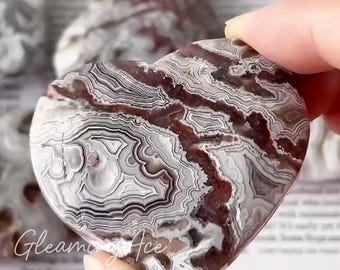 Mexican Crazy Lace Agate Heart Crystal Gift 1PC
