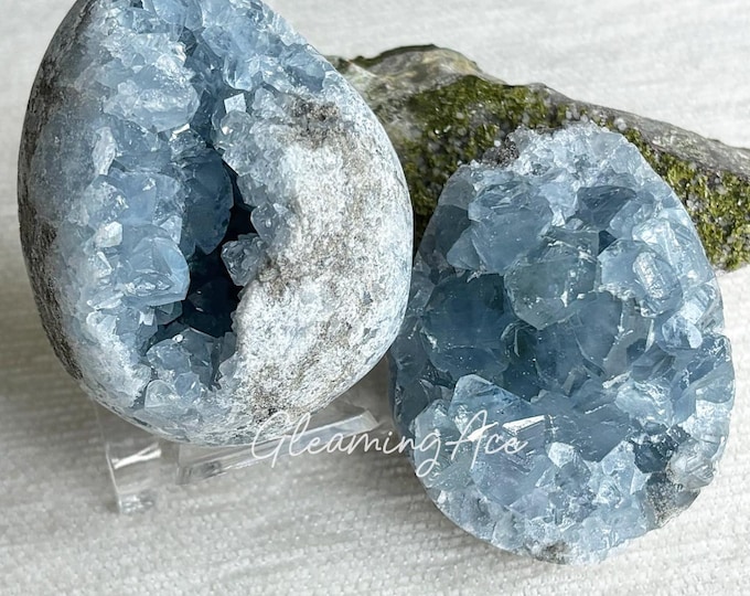 Natural Raw Celestite Cluster, Blue Celestite Geode, Celestine Stones, Healing Crystals Geode, Pick a Weight