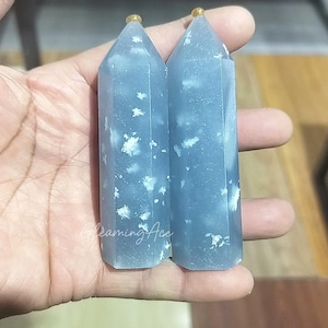 Angelite Point, Blue Angel Stone Tower, Anhydrite Points, Healing Chakra Crystal