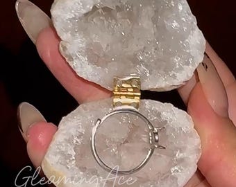 Cajas para anillos de geoda de cristal natural en miniatura, joyero de ágata geoda, caja para anillos de boda, caja para anillos de compromiso, soporte para anillos (1 unidad)