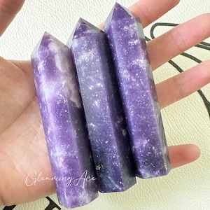Natural Lepidolite Points, Purple Mica Tower, Healing Tower