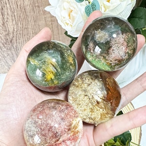 High Quality Garden Phantom Sphere, Natural Rainbow Lodolite Quartz Sphere, Quartz Crystal Ball, Meditation Ball, Crystal gift