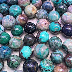 High Quality Mini Phoenix Turquoise Chrysocolla Spheres Natural Fynchenite Sphere Gemstone Jewelry Making 1PC