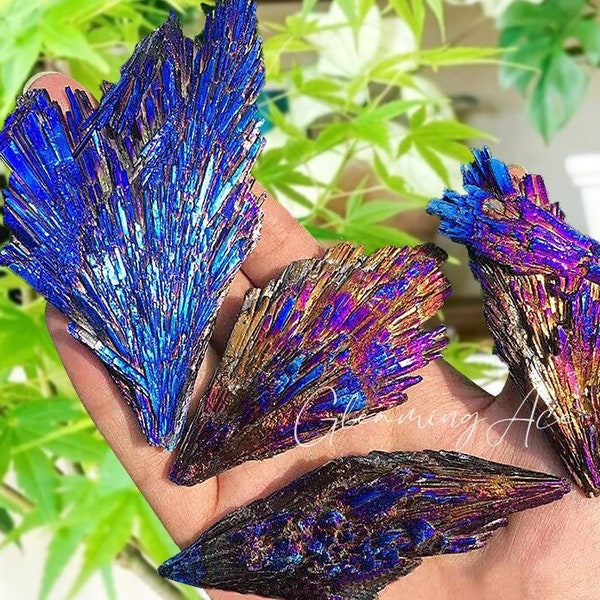 Natural Peacock Kyanite Crystal, Aura Kyanite Peacock Feather, Rainbow Peacock Titanium Kyanite Blades, Kyanite Specimen