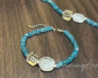 High-Quality Blue Apatite Bracelets Layering Bracelet 925 Sterling Silver 1PC