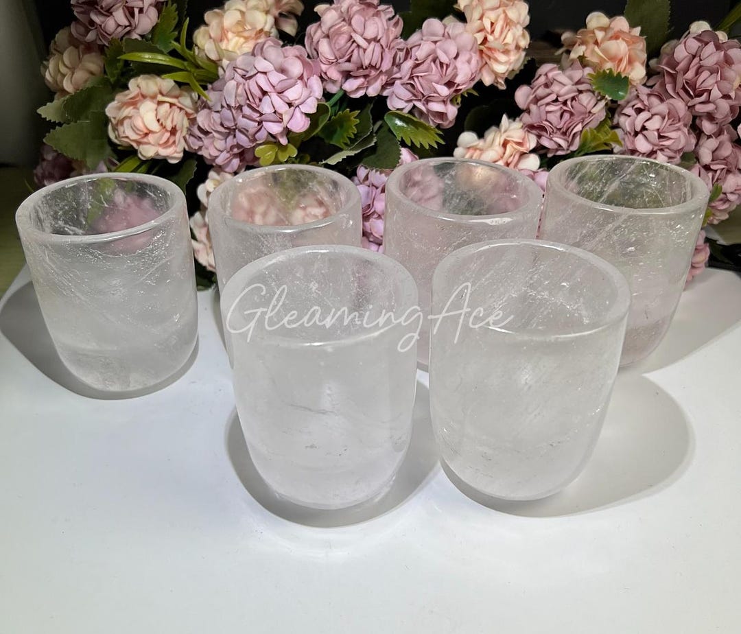 Clear Quartz Crystal Tea Cup, Hand Carved Cup, Gemstone Teacup Healing ...