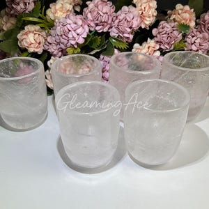 Quality Clear Quartz Crystal Tea Cup, Hand Carved Cup, Gemstone Teacup Healing Gift