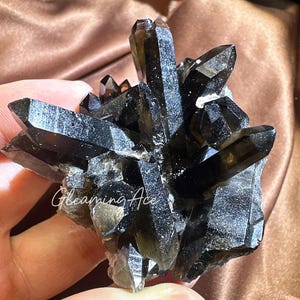 Cluster di quarzo fumé naturale, quarzo fumé grezzo, cristallo di quarzo VUG, esemplare minerale