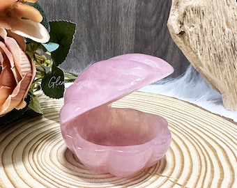 2インチ天然ローズクォーツ貝殻彫刻、クォーツクリスタルシェル