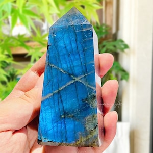 Natural Labradorite Tower Point, Polished Labradorite Wand, Crystal Hexagonal Obelisk, Healing Crystal, Mineral Specimen, Choose Weight