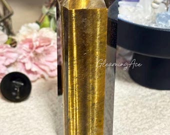 Large Natural Yellow Tiger Eye Tower, Tiger Eye Point Home Decor